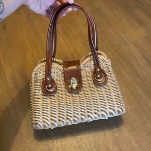 Vintage Brown Woven Handbag